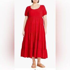 City Chic Vibrant Red Midi Dress.